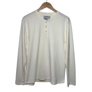 Twillory Shirt Men L Cream White Henley Athletic Athleisure Base Layer Comfort